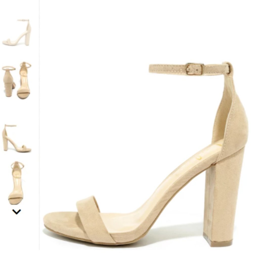 Lulu's Nude Colored Taylor Suede Ankle Strap Heels